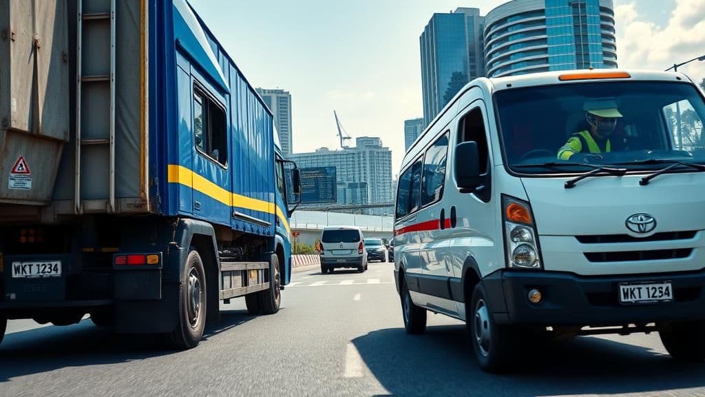 Lori dan van jalan raya Malaysia